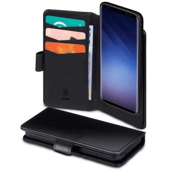 SiGN Wallet Case 2-in-1 Samsung Galaxy S21:lle - musta
