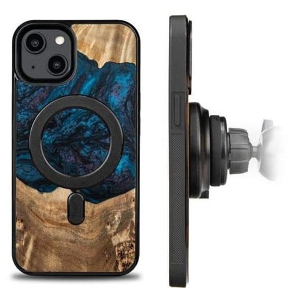 Bewood iPhone 14 MagSafe Mobilskal Wood Resin - Blå/Svart