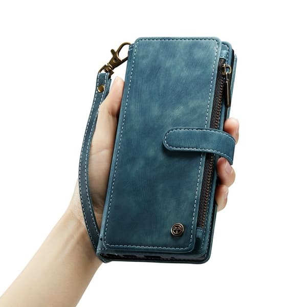 CASEME Konstläder Plånboksfodral för Samsung Galaxy S24 med Rem - Blå