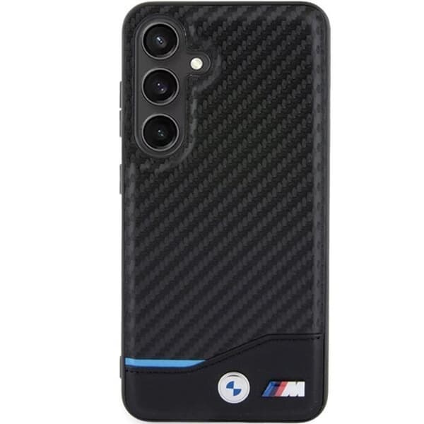 BMW Galaxy S24 Mobilskal Læder Carbon - Sort Black