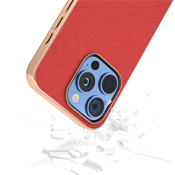 Abeel Mobilskal till iPhone 16 Pro Max Äkta Läder Cross Texture - Röd Röd