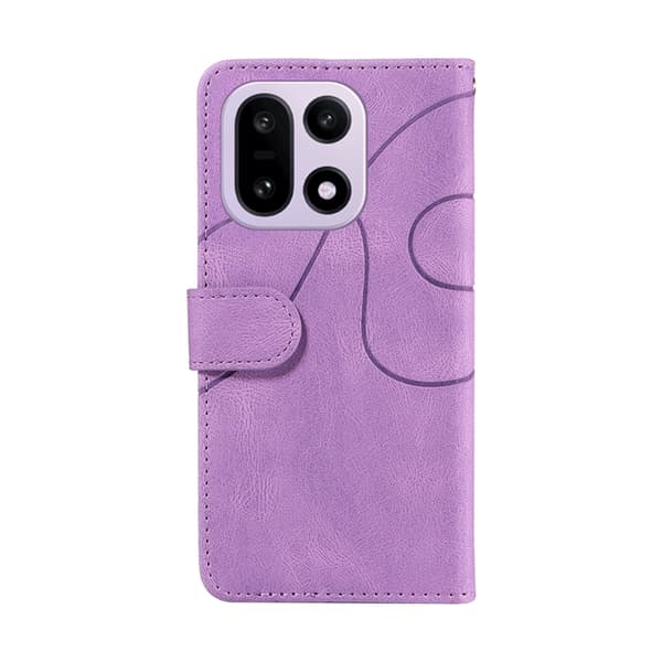 OnePlus 15 5G Konstläder Plånboksfodral Bi-Färg Splicing Design Lila