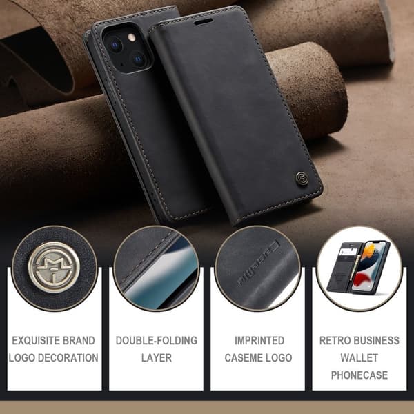 CASEME 013 iPhone 13 mini Plånboksfodral Konstläder Svart