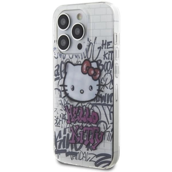 Hello Kitty iPhone 14 Pro Mobil Cover Bricks Graffiti - Hvid