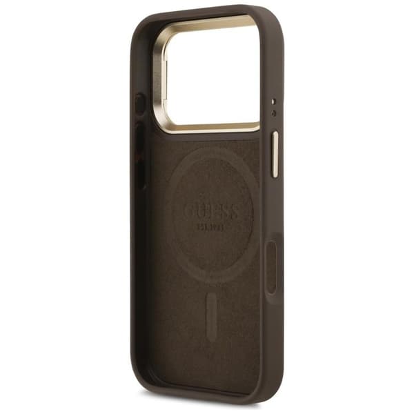 Guess Mobilskal till iPhone 17 Pro MagSafe Triangle Logo & Stand Brun