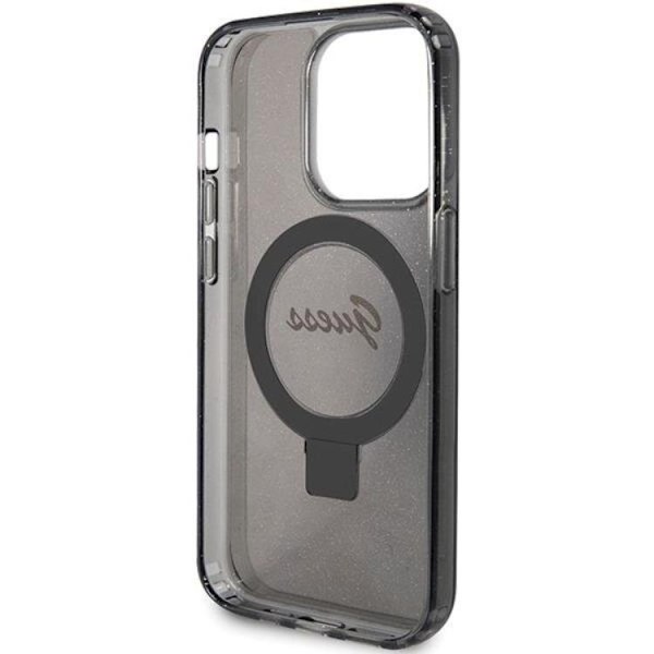 Guess Mobilskal till iPhone 15 Pro Max Magsafe Script Glitter Svart