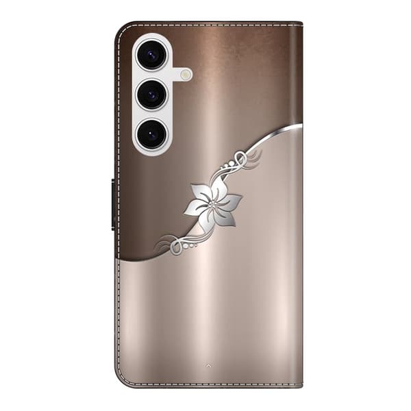 Plånboksfodral för Samsung Galaxy S26 Plus Magnetiskt Konstläder - Silver Blomma