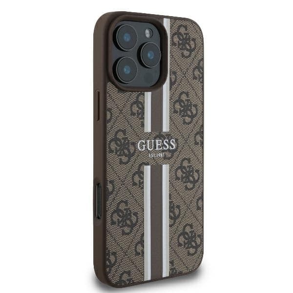 Guess Mobilskal till iPhone 16 Pro Max MagSafe 4G Printed Stripes - Brun Brun