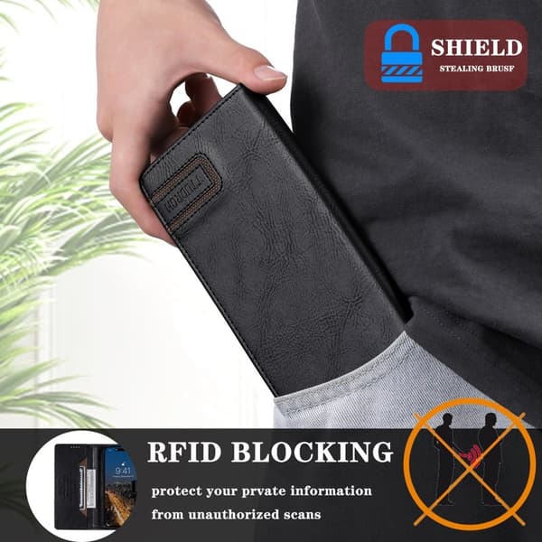 TTUDRCH Samsung Galaxy S26 Plus Plånboksfodral Konstläder RFID Skydd - Svart