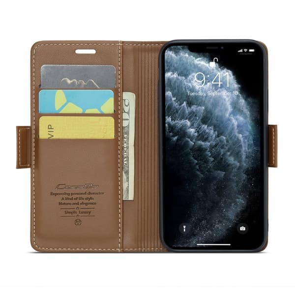 CASEME Plånboksfodral Konstläder till iPhone 11 Pro Max - Brun
