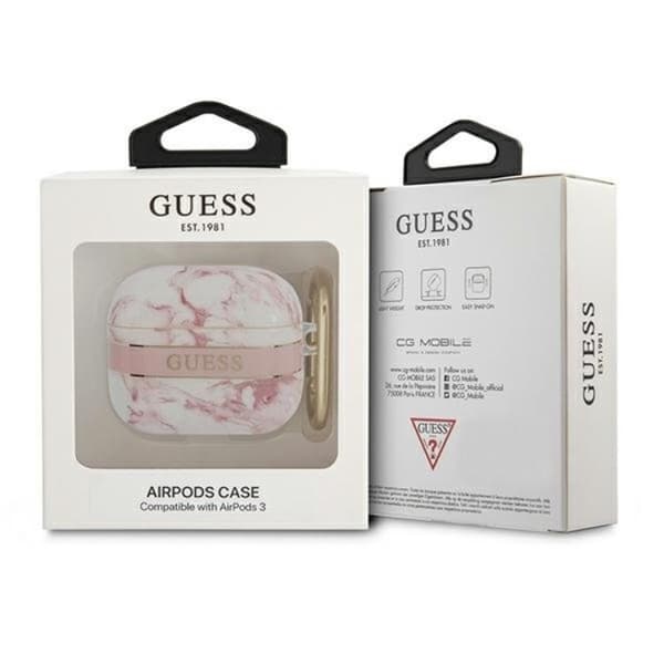 Guess AirPods 3 Skal Marble Strap Collection - Rosa Rosa