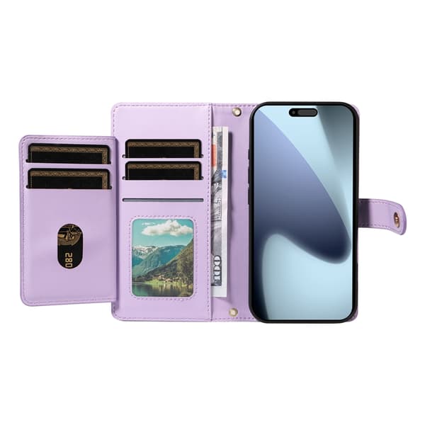 iPhone 17 Pro Plånboksfodral Rhombus Läder - Lila Lila
