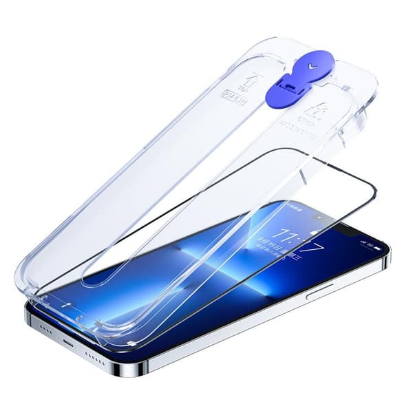 Joyroom iPhone 14 Plus Karkaistu lasi Knight -näytönsuoja Mountinilla Transparent