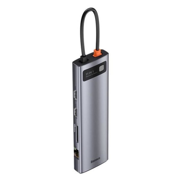 Baseus Metal 11in1 Multifunktionel HUB USB-C 100W - Grå