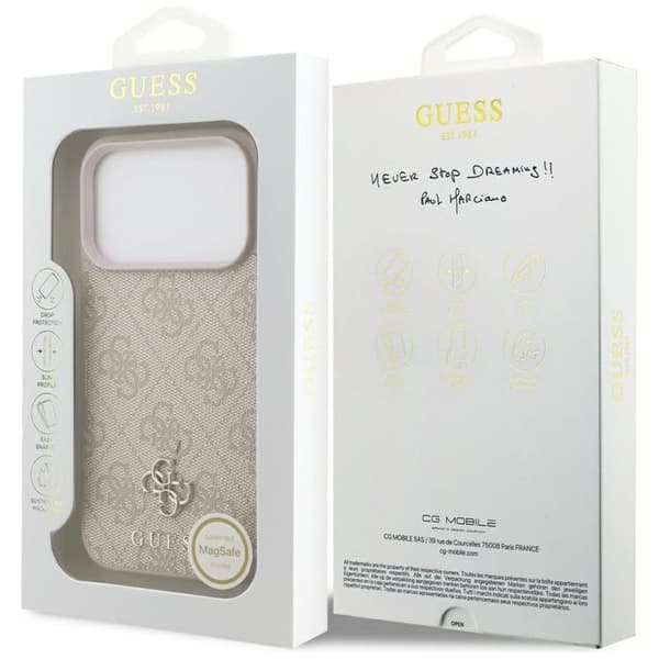 Guess Mobilskal till iPhone 17 Pro MagSafe 4G Small Classic Logo - Rosa Rosa