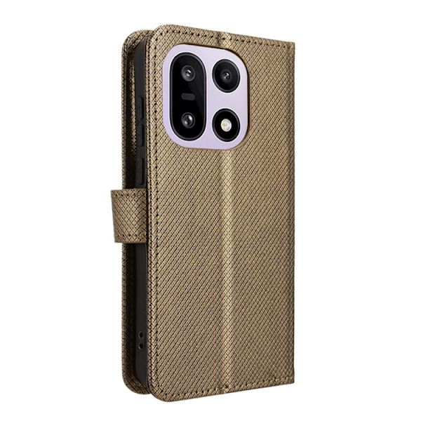OnePlus 15 Plånboksfodral Strap Diamond Texture Konstläder Brun