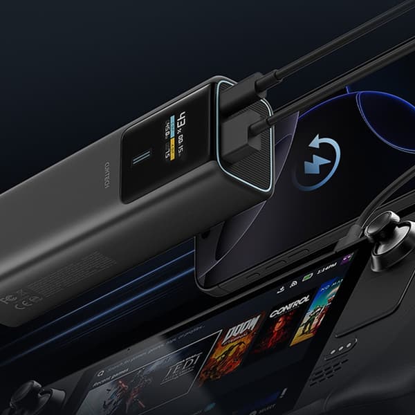 Cuktech Powerbank 10000mAh 150W USB-C USB-A - Sort Svart