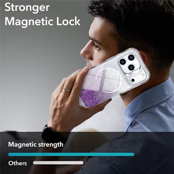 Mobilskal till iPhone 17 Pro Max MagSafe Shockproof Glitter Gradient - Lila Lila
