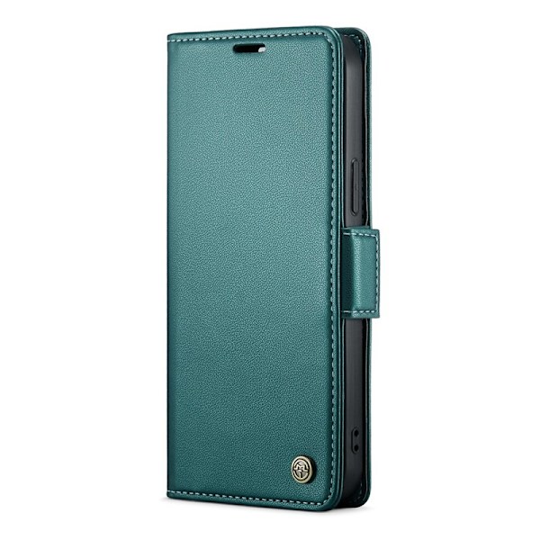 CASEME iPhone 12 Pro Max Plånboksfodral Konstläder RFID-Skydd Grön
