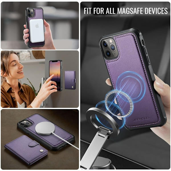 JEEHOOD J09 Mobilskal till iPhone 11 Pro Max Läder MagSafe - Lila