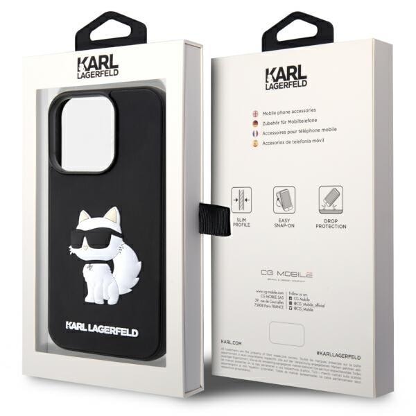 Karl Lagerfeld iPhone 14 Pro Mobilskal Rubber Choupette 3D Svart