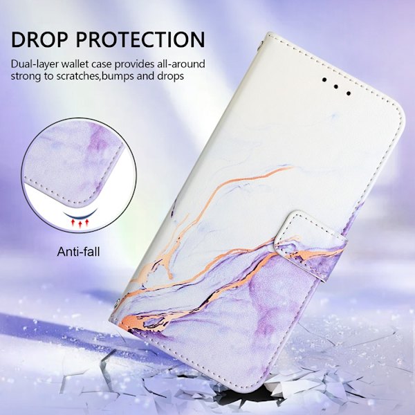 OnePlus 15 Plånboksfodral Marble Pattern Konstläder Lila