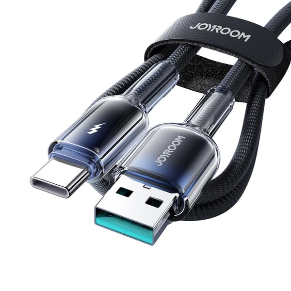 Joyroom S-A42 USB-A - USB-C 3A 1.2m Kabel Krystalklar Serie - Sort Black