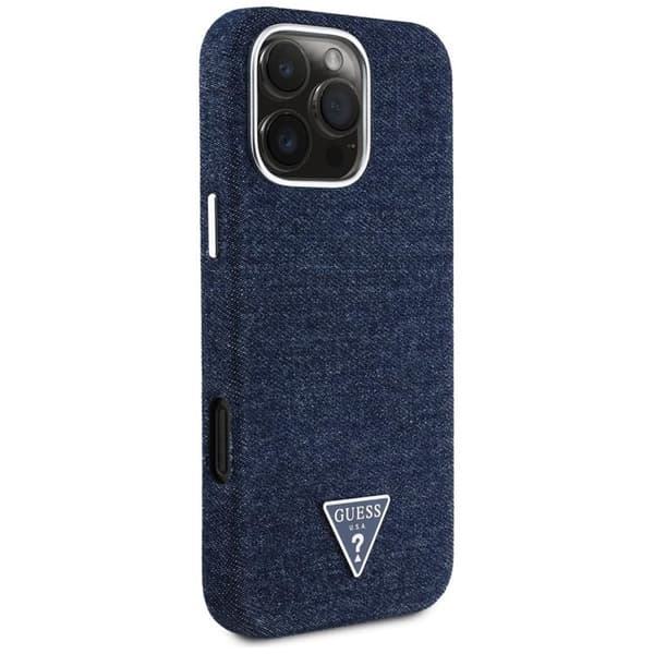Guess Telefontaske til iPhone 16 Pro Max MagSafe Denim Trekant - Blå Blå