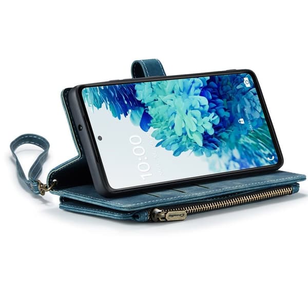 CASEME Konstläder Plånboksfodral för Samsung Galaxy S20 FE - Blå
