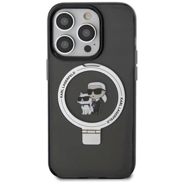 KARL LAGERFELD iPhone 15 Plus Mobilskal MagSafe Ringställ - Svart Svart