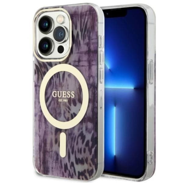 Guess iPhone 14 Pro Max Mobilskal MagSafe Leopard - Rosa Rosa