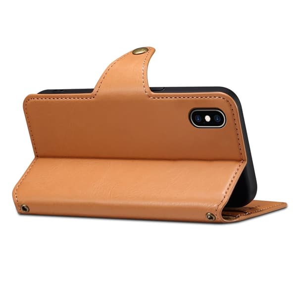 DENIOR iPhone XS Max Plånboksfodral Konstläder Skydd - Khaki