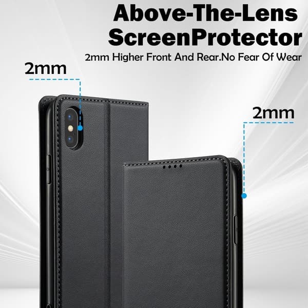 LC.IMEEKE L1 Series iPhone XS Max Plånboksfodral Konstläder - Svart