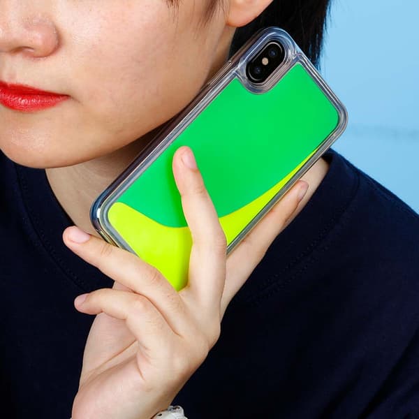 Flydende Neon Sand Taske til iPhone X - Grøn Green
