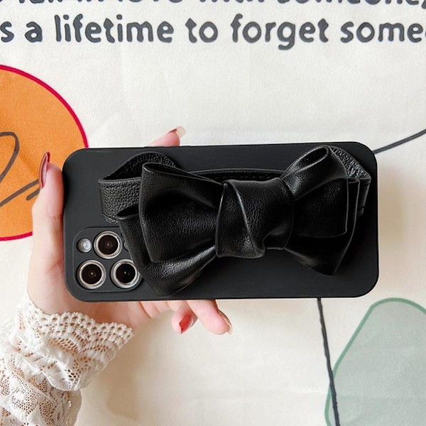 Bowknot Läderrem iPhone 13 Mini Skal - Svart Svart