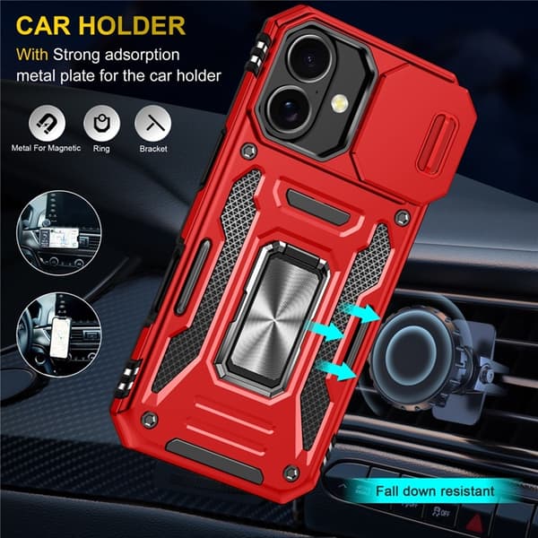 Mobilskal till iPhone 17 Kickstand Lens Lid - Röd Röd