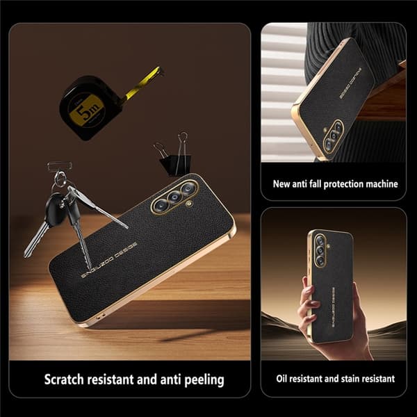 Mobilskal till Galaxy A17 Litchi Texture Anti Scratch Svart