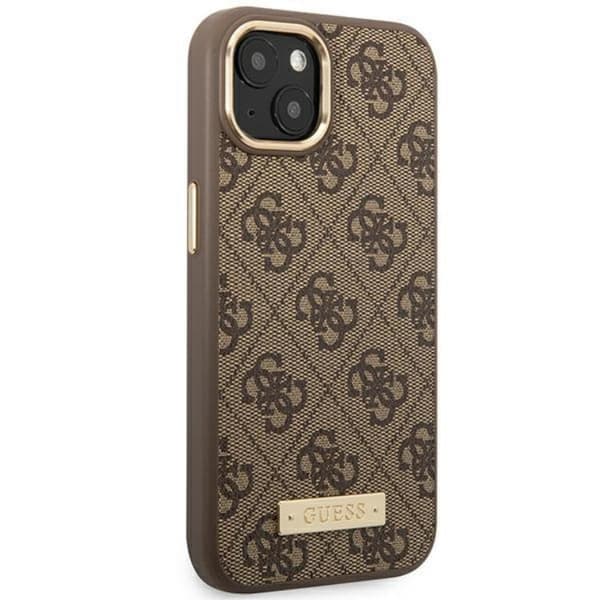 GUESS Telefontaske til iPhone 14 Plus MagSafe Logo Plate - Brun Brun