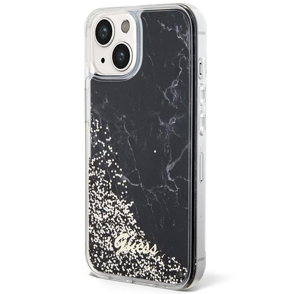 Guess Mobilskal till iPhone 14 Liquid Glitter Marble - Svart Svart
