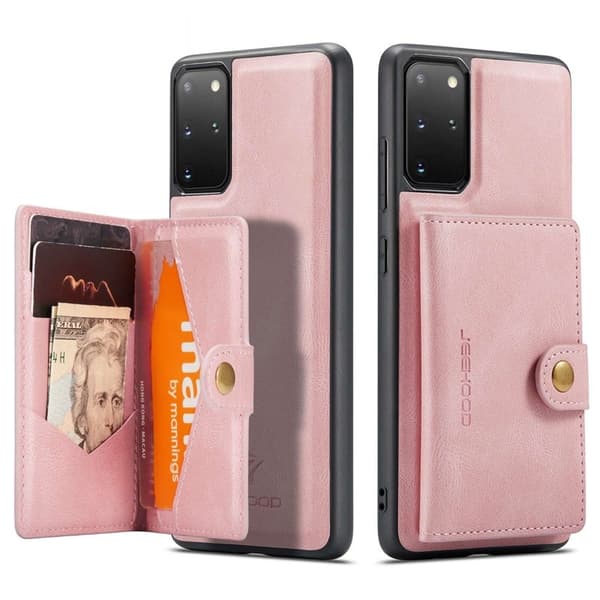 JEEHOOD Samsung Galaxy S20 Plus Konstläder Plånboksfodral 2-i-1 Roséguld