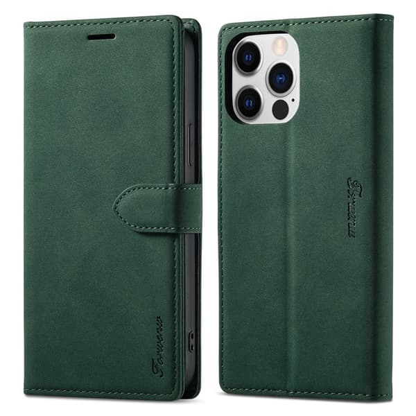 FORWENW F1 Series iPhone 14 Pro Max Plånboksfodral Konstläder - Grön