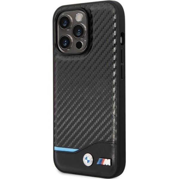BMW iPhone 13 Pro Mobilcover Læder Carbon - Sort