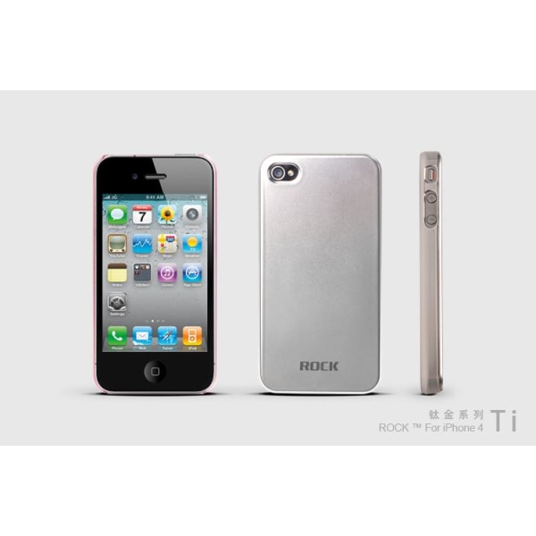 Rock Titanium suojakuori Apple iPhone 4:lle (hopea) + HD-näytönsuoja Silver