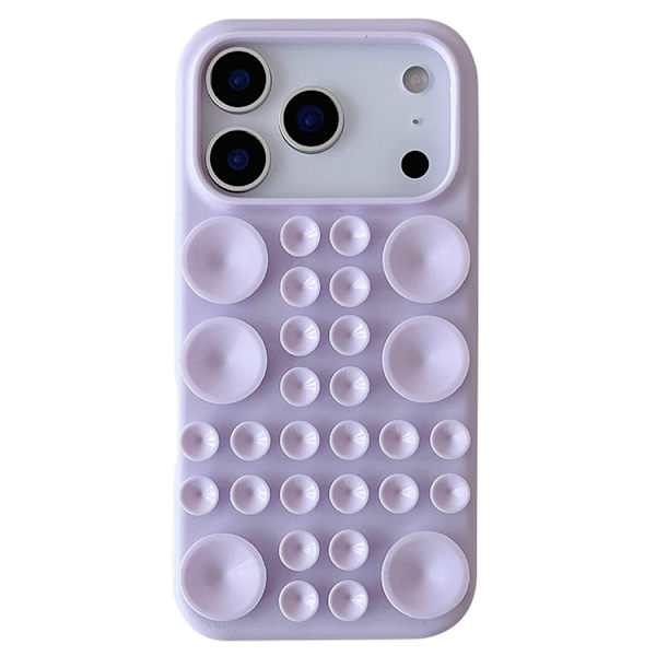 Mobilskal till iPhone 17 Pro Sugkopp Silikon med Tygfoder Lila