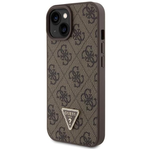 Guess Mobilskal till iPhone 15 Crossbody Metall Logo - Brun Brun