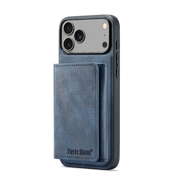 FIERRE SHANN FS030 iPhone 17 Pro Plånboksfodral Konstläder - Blå Blå