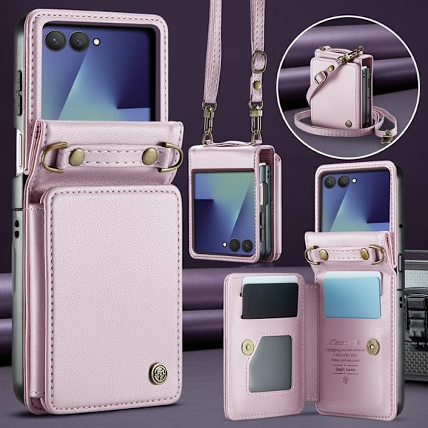 CASEME Galaxy Z Flip 7 Plånboksfodral RFID Blocking C22 - Rosa Rosa