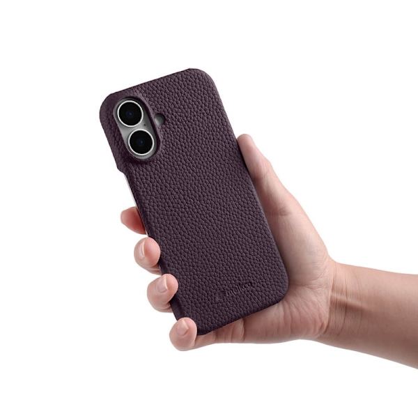 MELKCO Mobilskal till iPhone 16 Plus Äkta Läder PC Lila