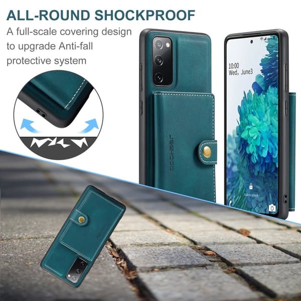 JEEHOOD Mobilskal till Samsung Galaxy S20 FE 2022 Äkta Läder - Blå