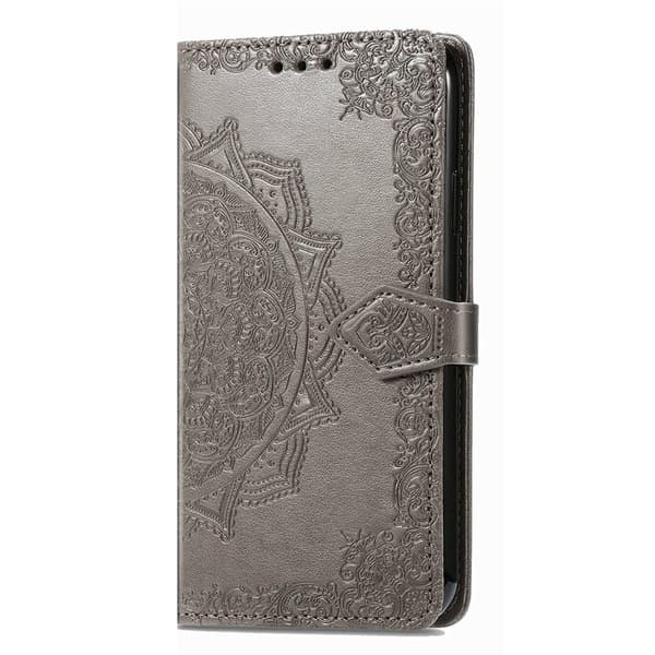 Plånboksfodral för Samsung Galaxy S26 Plus Mandala Blommor Konstläder - Grå